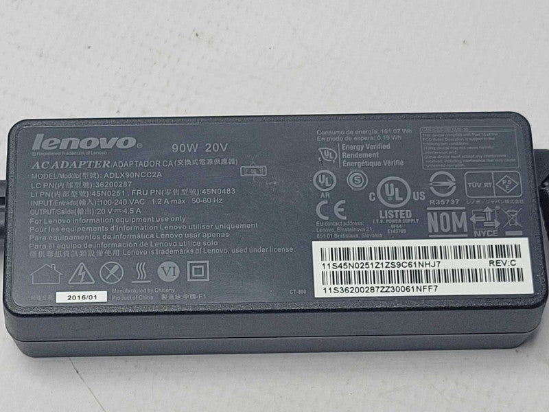 Lenovo Laptop AC Adapter ADLX90NCC2A 20V 4.5A 90W 45N0483 _