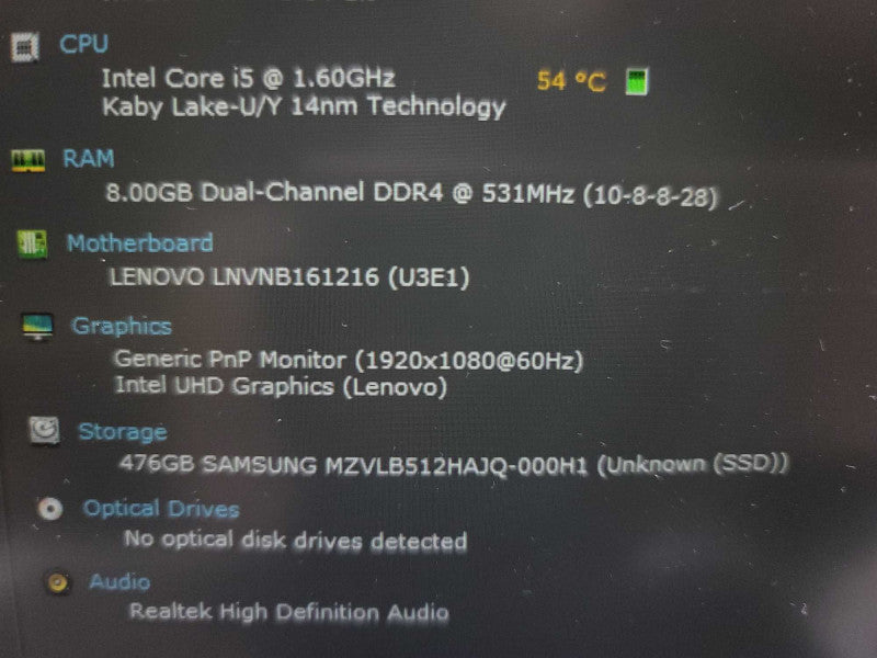 Lenovo ThinkBook 14-IML i5-10210U @ 1.60GHz, 8GB DDR4, 512GB SSD Î²
