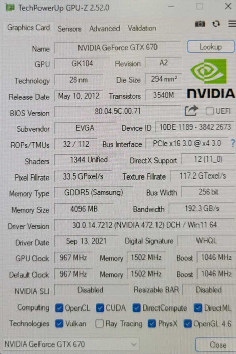 EVGA NVIDIA GTX 670 4GB