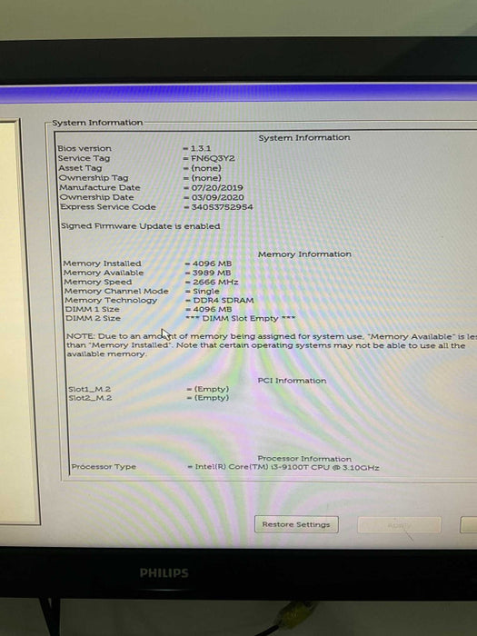 DELL OptiPlex 3070 Micro i3-3100T @ 3.10GHz 4GB RAM 128GB SSD  Q-