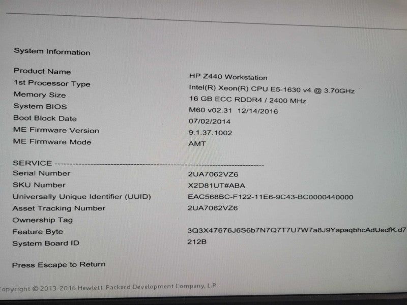 HP Z440 Workstation Xeon E5-1630 v4 @ 3.70GHz 16GB DDR4 2x W5100 GPU !