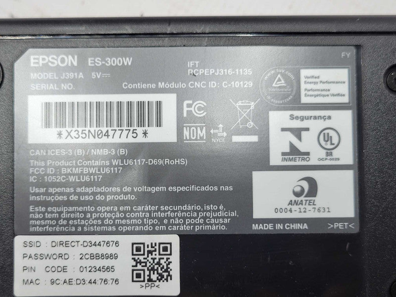 Epson ES-300W Scanner, read _