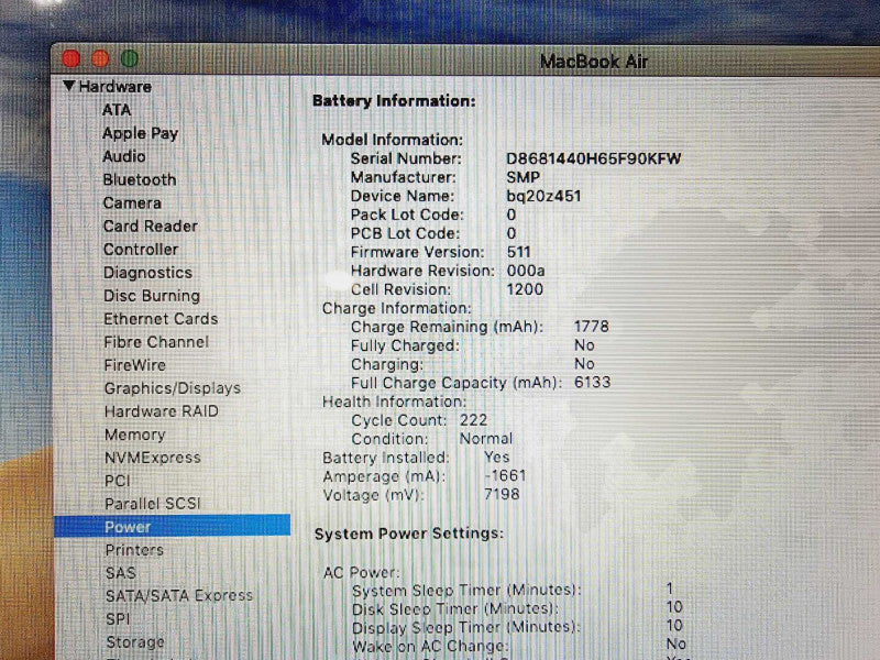 Macbook Air 2017 13\\" Core i5-5350U @ 1.8GHz 8GB DDR3 250GB SSD (