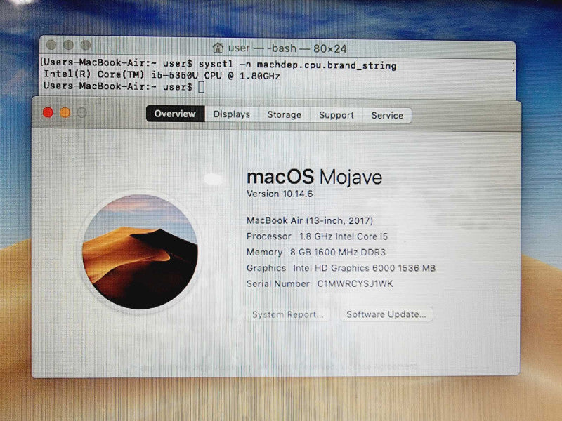 Macbook Air 2017 13\\" Core i5-5350U @ 1.8GHz 8GB DDR3 250GB SSD (