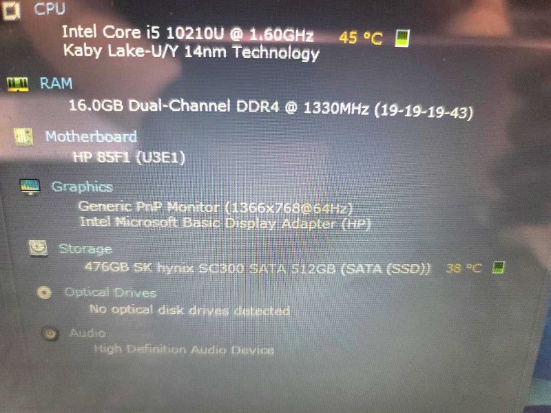 HP 15-DW10008CA i5-10210U @ 1.60GHz, 16GB DDR4, 512GB SSD  Î²