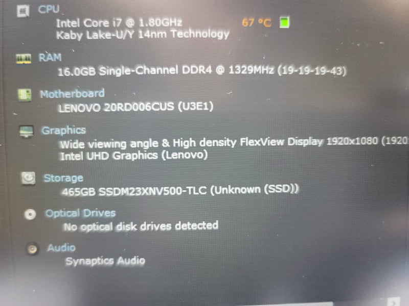 Lenovo ThinkPad E15 i7-10510U @ 1.80GHz, 16GB DDR4, 500GB SSD **READ** Î²