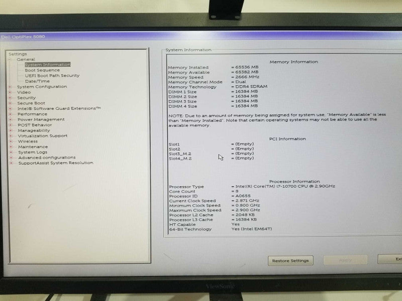 Dell optiplex 5080 SFF i7-10700 @ 2.90ghz / 64gb ram / READ #