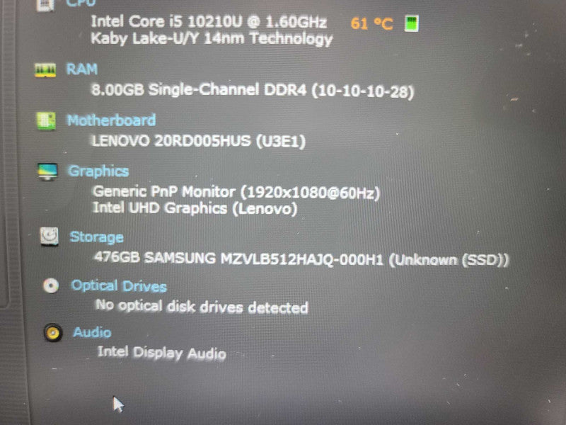 Lenovo ThinkPad E15 i5-10210U @ 1.60GHz. 8GB DDR4, 512GB SSD Î²