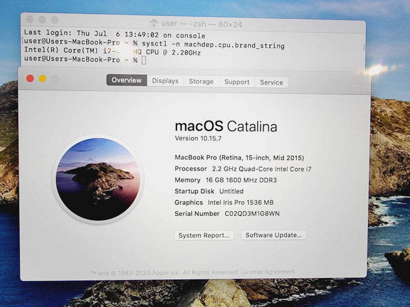 Apple MacBook Pro 2015 15\\" Core i7-4770HQ @ 2.2GHz 16GB DDR3 500GB SSD (
