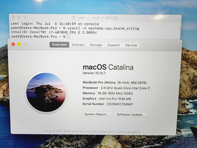 Apple MacBook Pro 2015 15\\" Core i7-4870HQ @ 2.5GHz 16GB DDR3 500GB SSD R9 M370x 2GB (