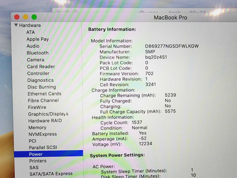 Apple Macbook 2015 Pro 15\\" Core i7-4770HQ @ 2.2GHz 16GB DDR3 120GB SSD [Read] (