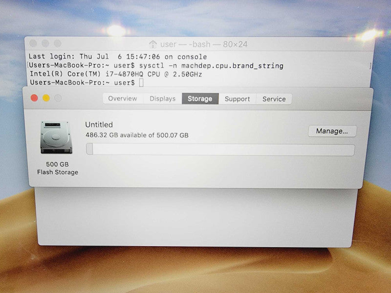 Apple MacBook Pro 2015 15\\" Core i7-4870HQ @ 2.5GHz 16GB DDR3 500GB SSD R9 M370x 2GB (
