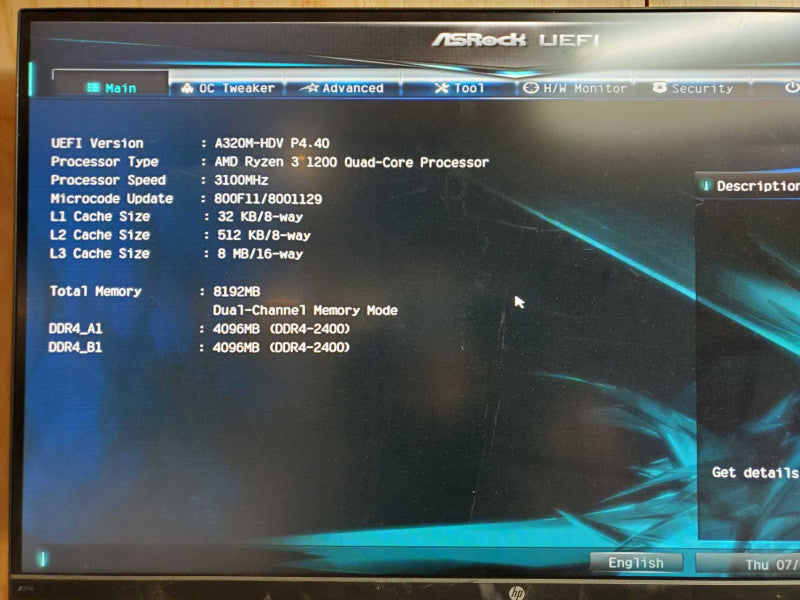 Custom PC - AMD Ryzen 3 1200 @ 3.10 GHZ 8GB DDR4, GT610 1GB 500W PSU