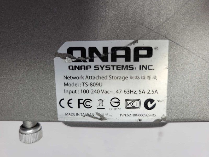 QNAP TS-809U 2U Rack Mount 8-Bay NAS with 6TB HDD, 2x PSU
