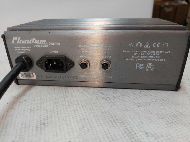 Phantom Digital Ballast Light dimmer PHE400 400W MH/HPS Lamps 120-240 Volt