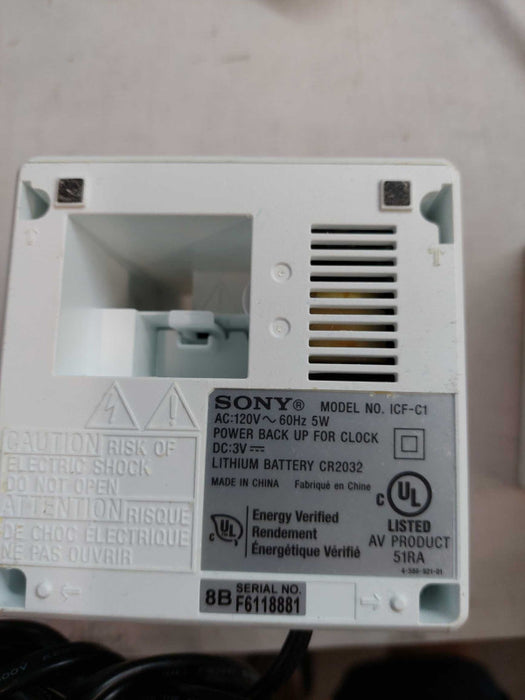 Sony Alarm Clock Cube ICF-C1 Desktop AM FM Radio White  Q