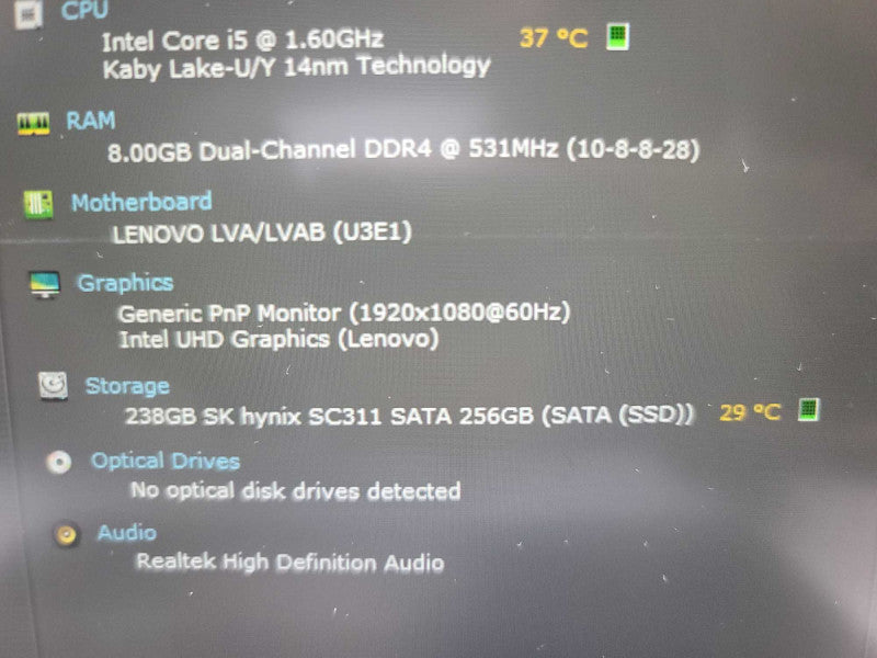 Lenovo ThinkBook 14-IML i5-10210U @ 1.60GHz, 8GB DDR4, 256GB SSD**READ** Î²