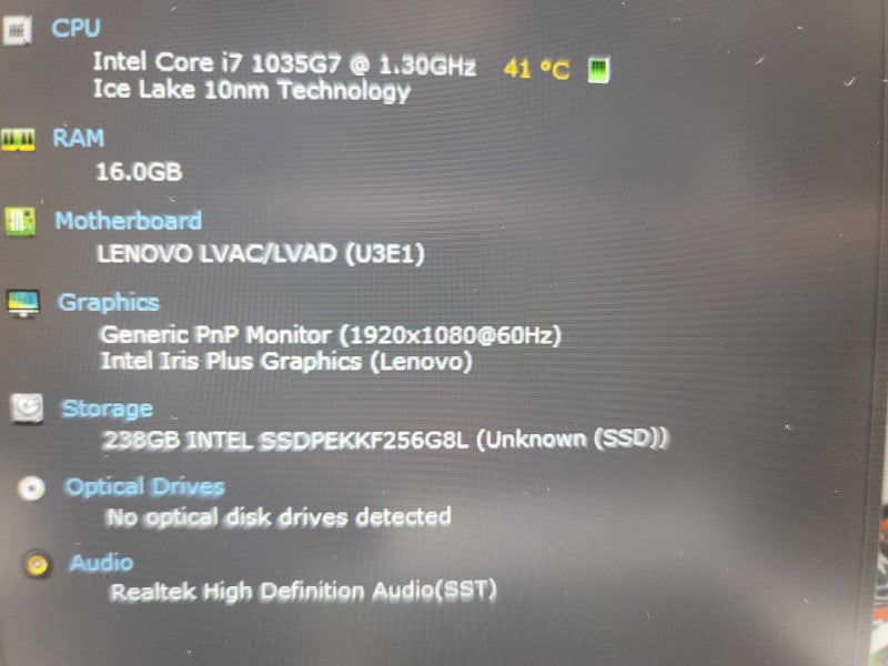 Lenovo ThinkBook 14-IIL i7-1035G7 @ 1.30GHz, 16GB DDR4, 256GB SSD  Î²