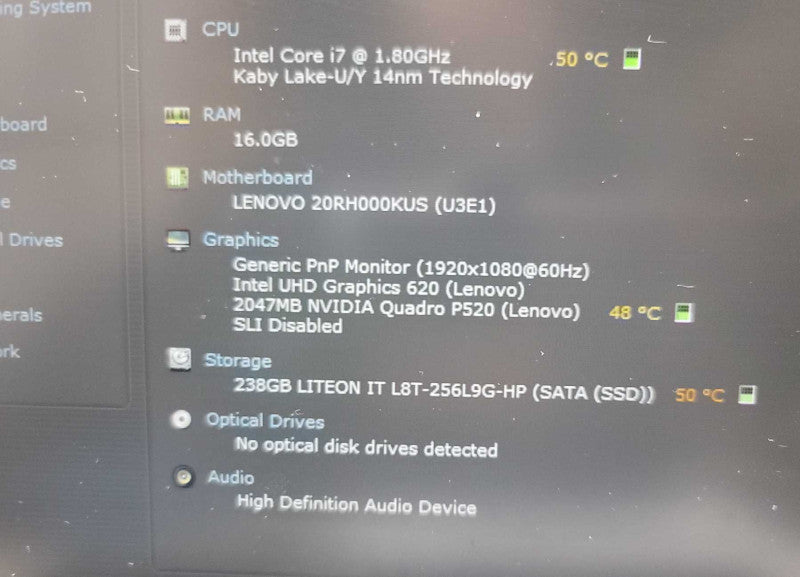 Lenovo ThinkPad P43s, i7-8565U, 2GB Nvidia Quadro P520, 16GB DDR4, 256GB SSD  Î²