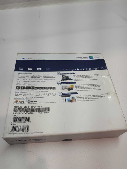 New SAMSUNG ULTRA THIN DVD WRITER FOR MAC OR WINDOWS MODEL SE-218 Q&
