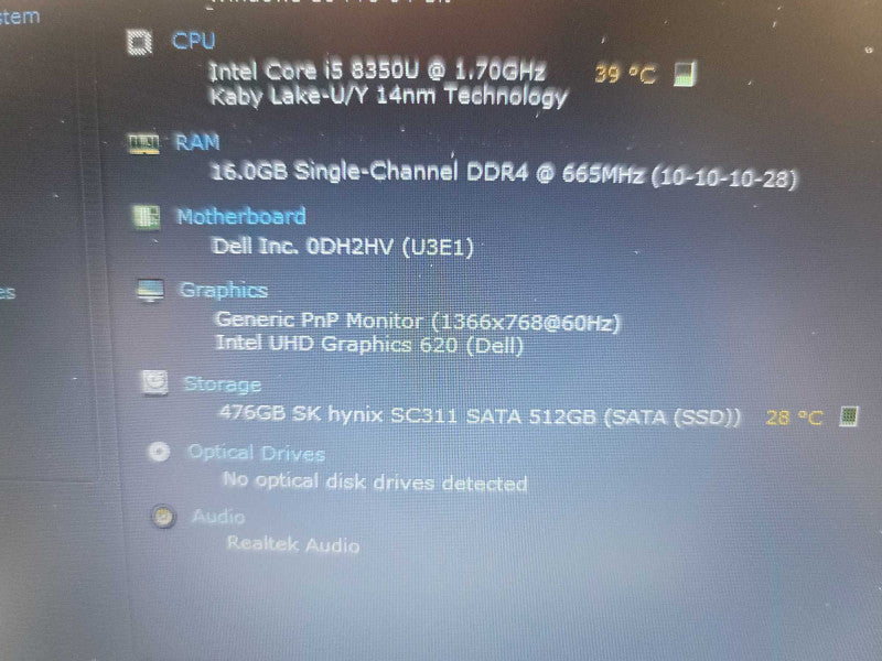 Dell Latitude 5490 i5-8350U @ 1.70GHz,. 16GB DDR4, 512GB SSD Î²