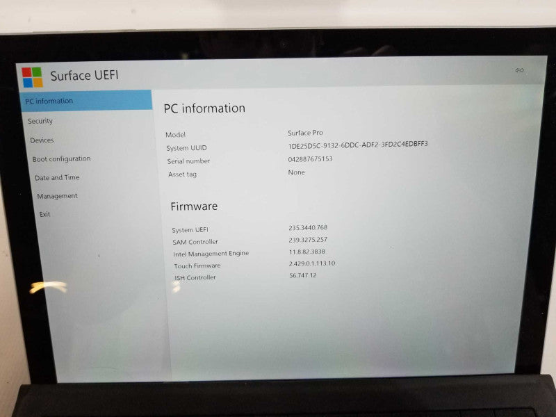 Microsoft Surface 1807 5th gen i5-7300 @ 2.60ghz / 4gb ram / 128gb ssd #