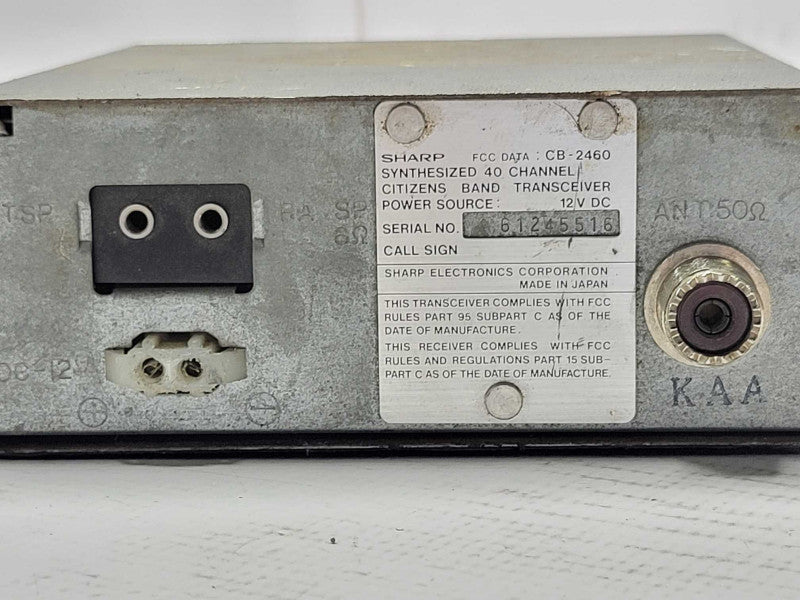 Vintage Sharp CB-2460 40 Channel Mobile CB Radio Transceiver, Read _