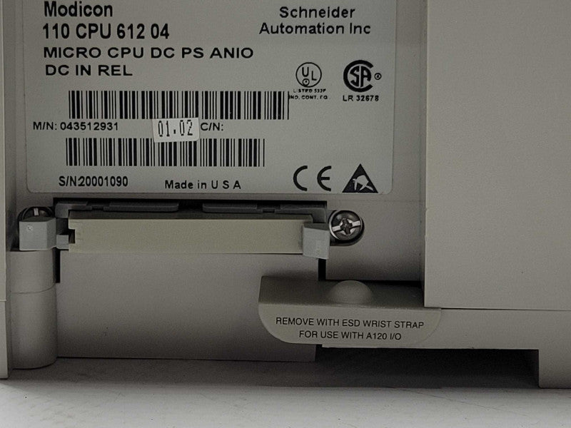 AEG Schneider Modicon 110 CPU 612 04 Micro CPU DC PS ANIO DC IN REL, SEE _