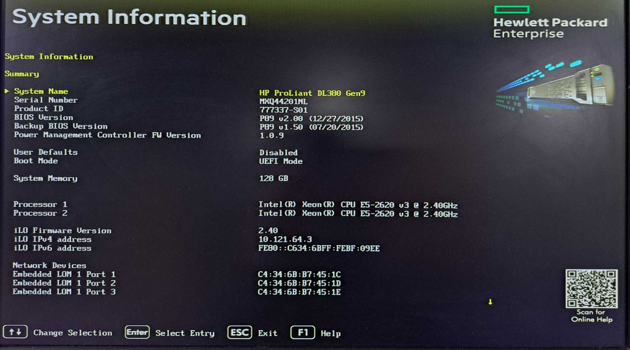 HP DL380 Gen9 2U 8x 2.5" | 2x Xeon E5-2620 v3 @2.40GHz, 128GB DDR4, P440ar