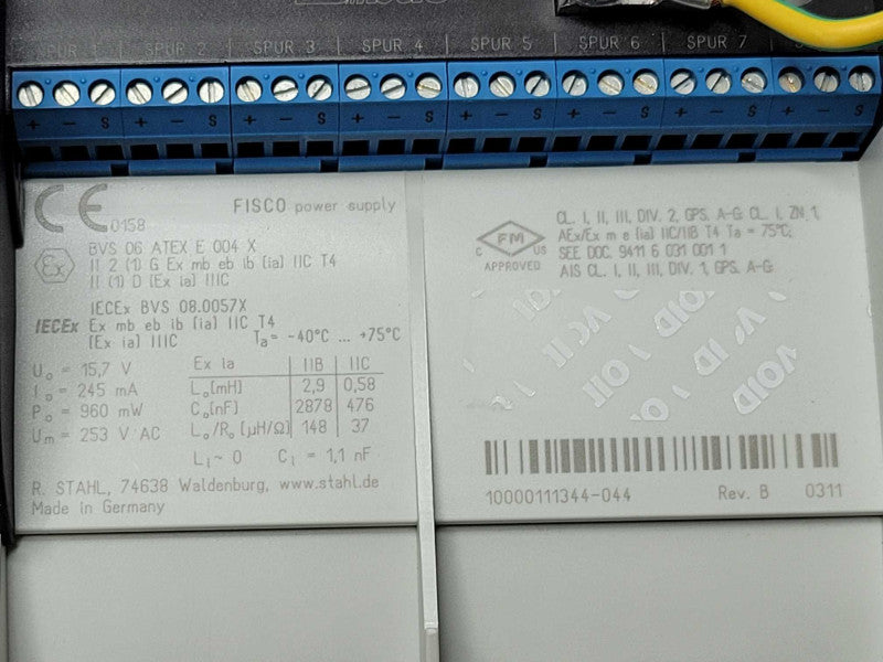 R. STAHL 9411/21-210-41 ISbus Field Device Coupler Ex e/Ex i 8 SPUR _