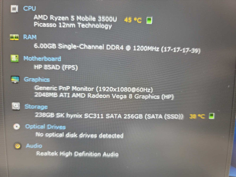 HP ProBook 445R G6 AMD Ryzen 5 Mobile 3500U, 6GB DDR4, RADEON VEGA, 256GB SSD Î²