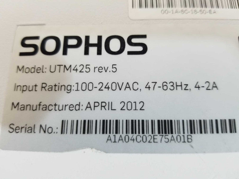 SOPHOS UTM 425 SECURITY GATEWAY WITH 6 GE PORTS - FACT RESET Q#