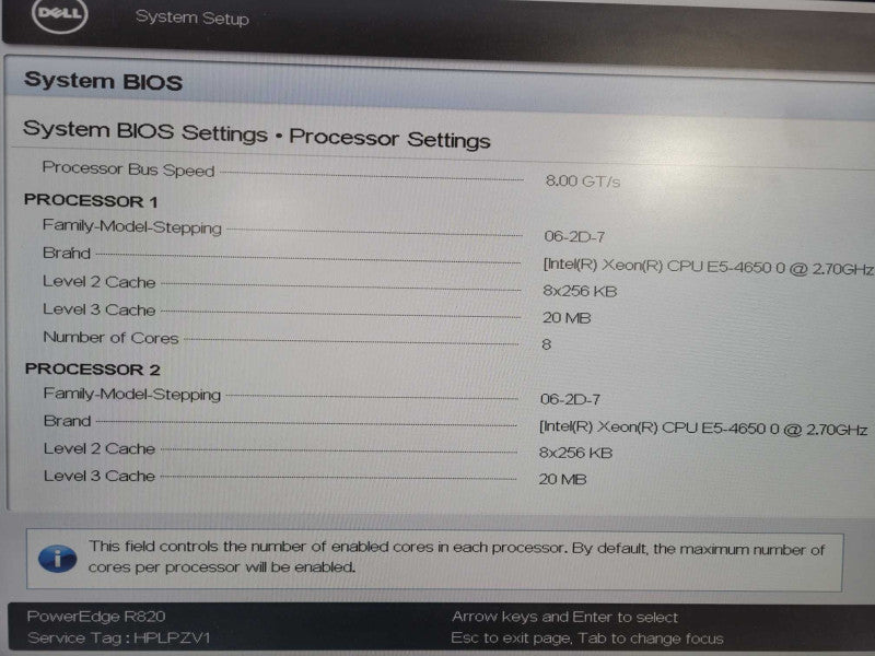 Dell PowerEdge R820 Server 4x E5-4650 2.70Ghz 128GB H310 PERC 2x PSU NO RAID !