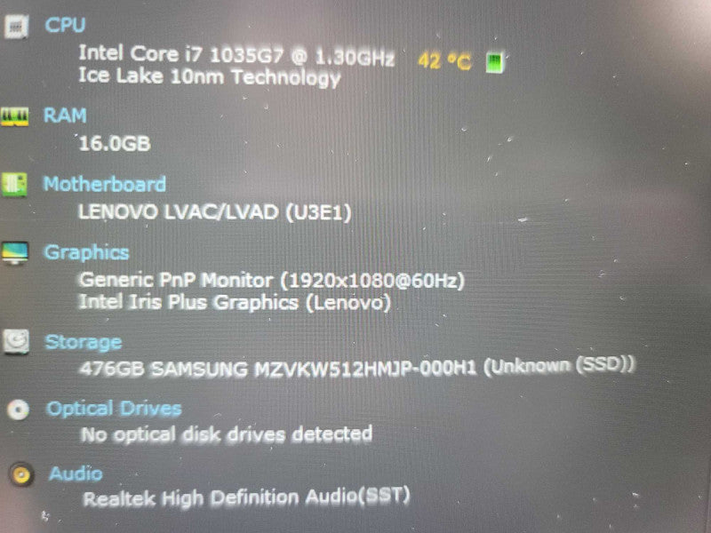 Lenovo ThinkBook 14-IIL i7-1035G7, 16GB DDR4, 512GB SSD **BIOS LOCKED** Î²
