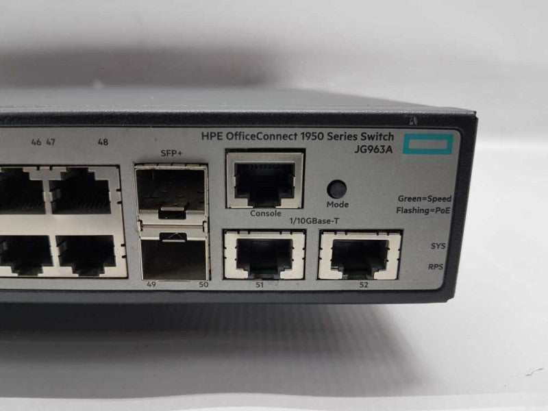 HP JG963A OFFICECONNECT 1950-48G-2SFP+-2XGT-PoE+ 370W / Fact Reset #