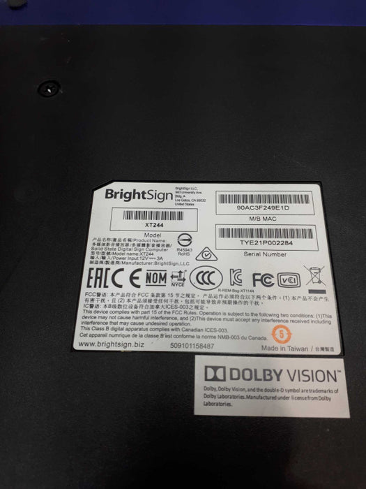 BrightSign XT244 Standard I/O Player &
