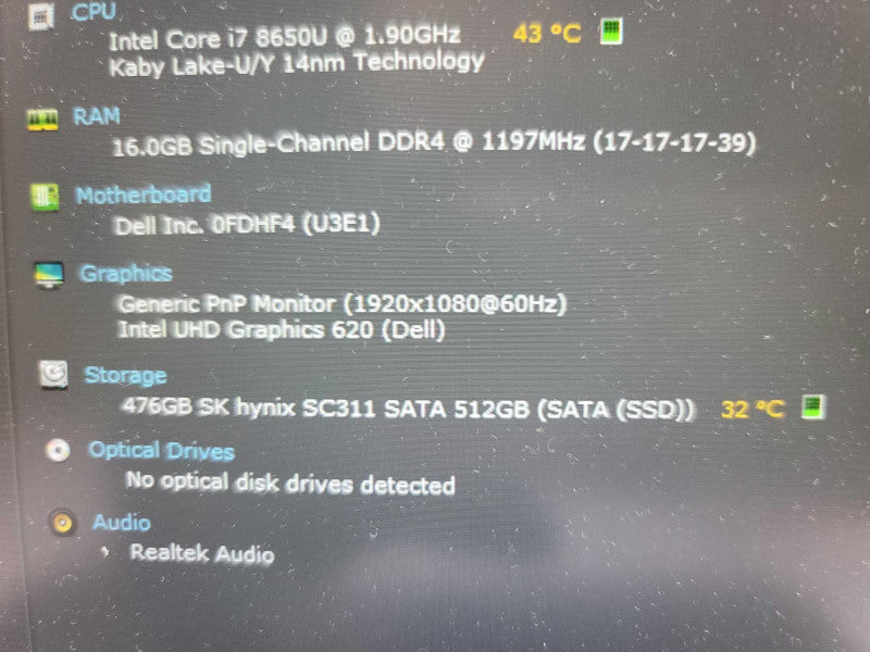 Dell Latitude 5490 i7-8650U @ 1.90GHz, 16GB DDR4, 512GB SSD Î²