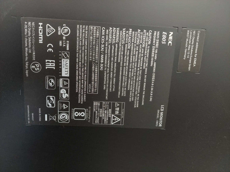 NEC LCD Monitor Model:E805