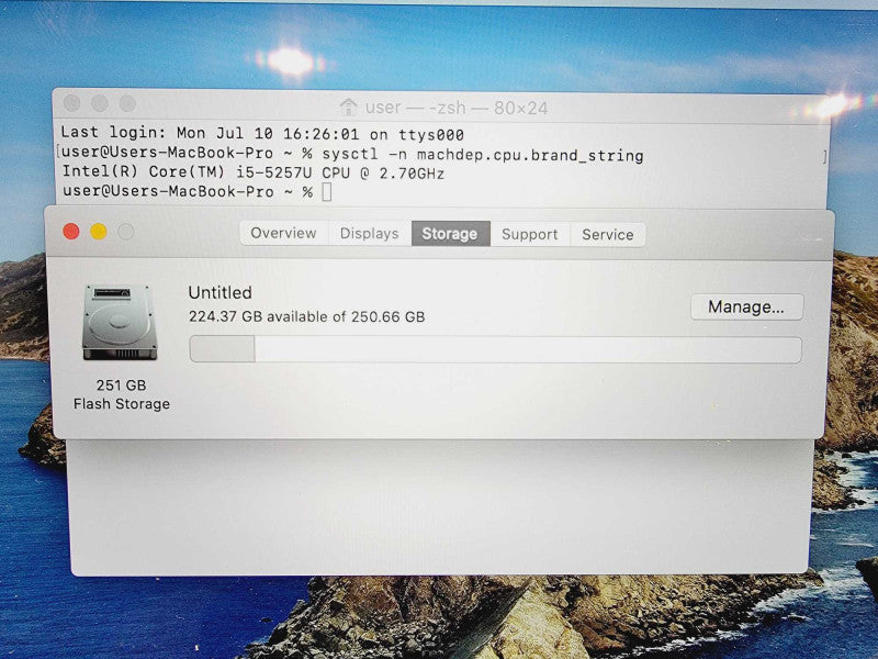 Apple Macbook Pro 2015 Core i5-5257U @ 2.7GHz 8GB DDR3 250GB SSD (
