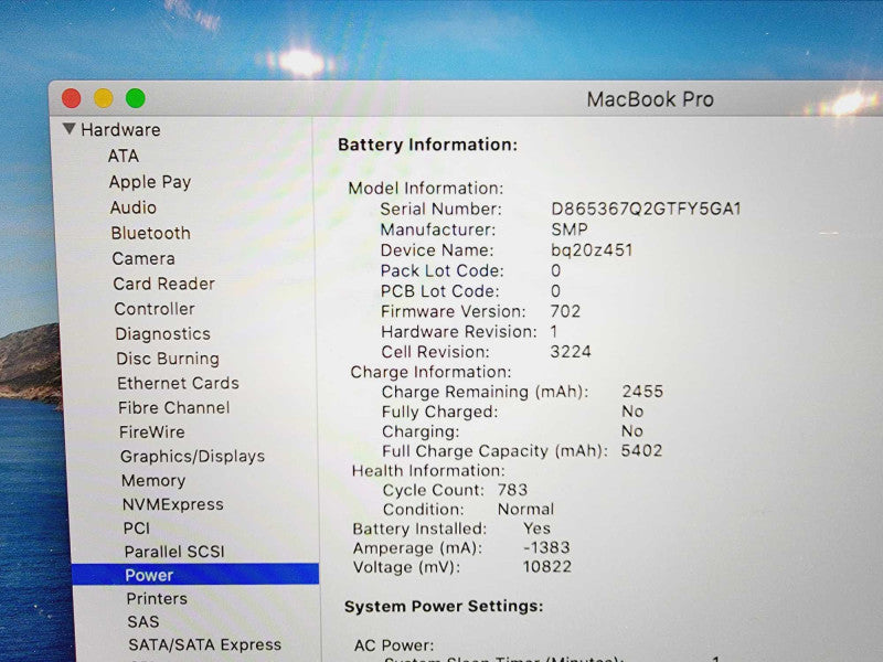 Apple Macbook Pro 2015 Core i5-5257U @ 2.7GHz 8GB DDR3 250GB SSD (