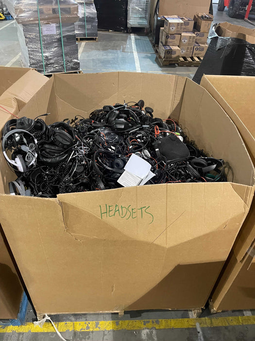 Bin of Assorted Headphones, Approx 450lbs