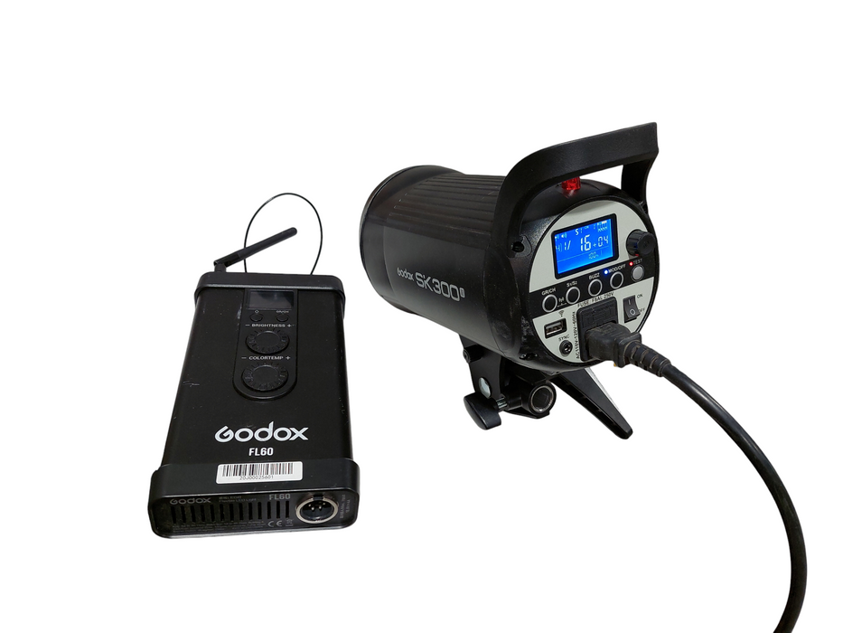 Godox SK300 Studio Flash & Godox Fl60 Flexible LED Light  =