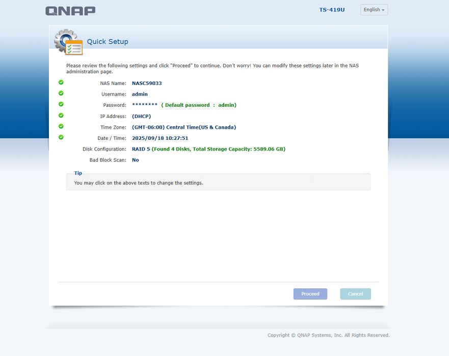 QNAP TS-419U 4x 3.5" Bay NAS w/ 4x 2TB HDDs