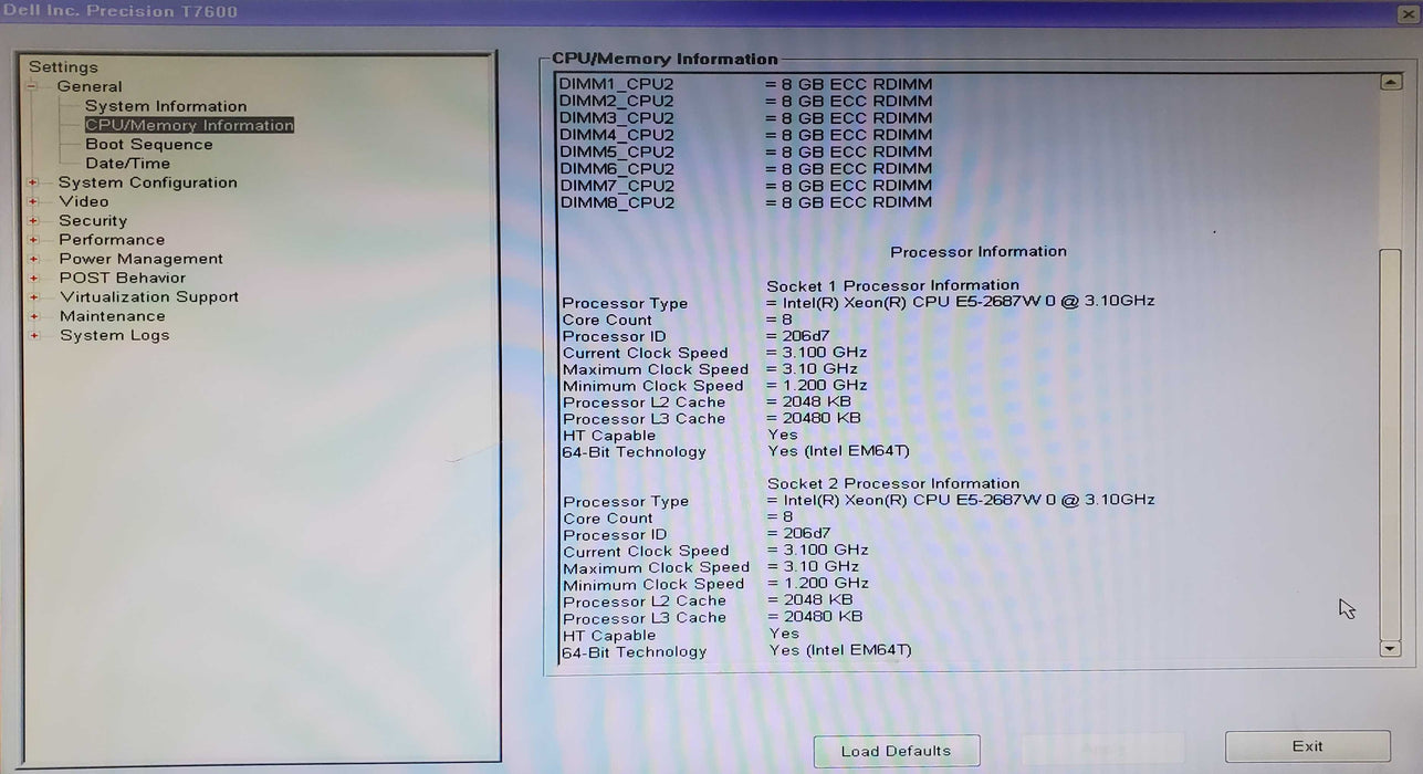 Dell Precision T7600 - 2x Xeon E5-2687W 0 128GB DDR3 K4000 - No HDD