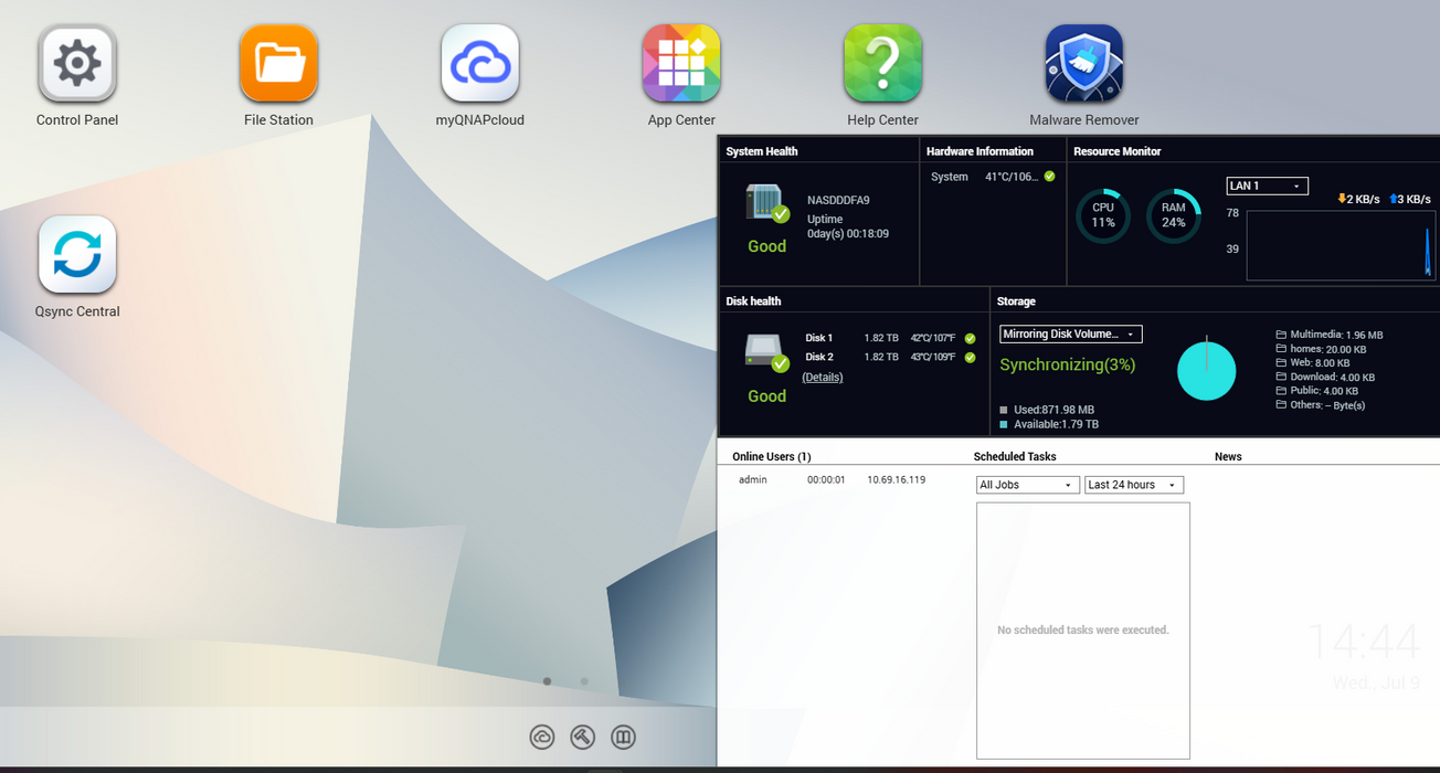 QNAP TS-221 | 2-Bay Network Attached Storage NAS w/ 2x 2TB HDD's