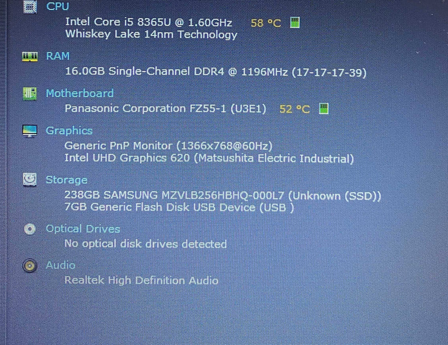 Panasonic ToughBook FZ-55 i5-8365U@1.60GHz 16GB RAM 256GB SSD 10 Hrs.