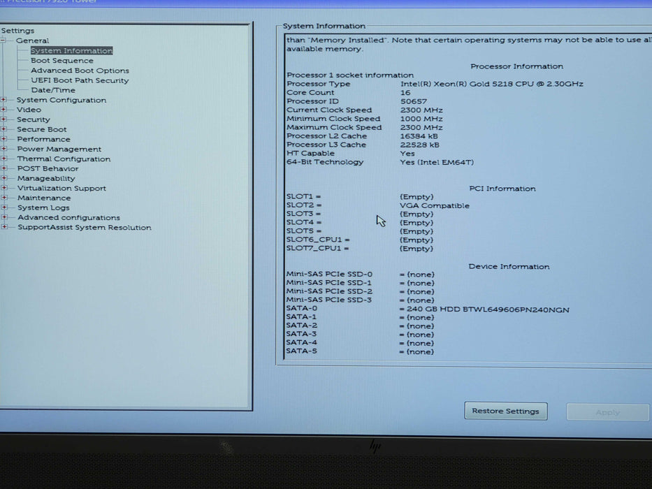Dell 7920 1x Xeon Gold 5218 64GB DDR4 240GB SSD 1400W PSU GTX1060 6GB, SEE _
