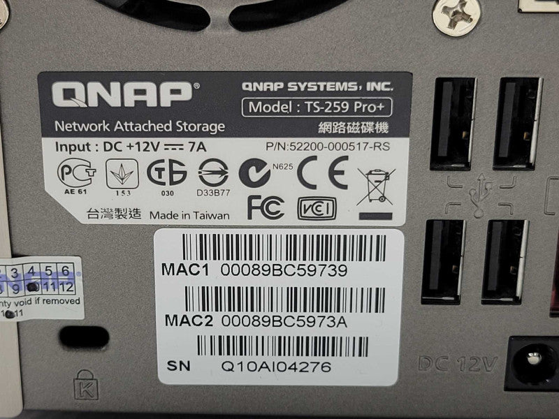 QNAP TS-259 Pro+ 2-Bay NAS with 2x HDD Caddies, Read _