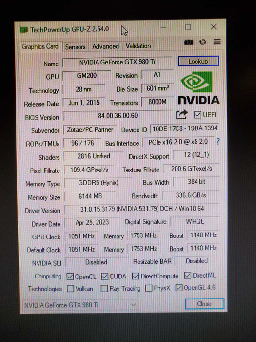 Zotac GTX 980ti AMP Edition 6gb 384bit