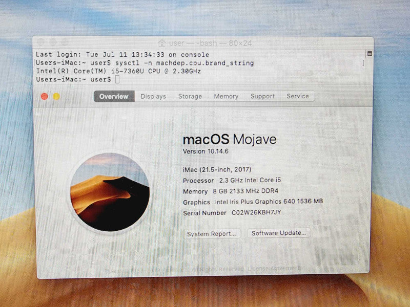 Apple iMac 2017 21.5\\" Core i5-7360U @ 2.3GHz 8GB DDR4 1TB HDD (